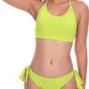 Beautikini Period Swimwear for Teens Two Piece Menstrual Leakproof Swimsuit Halter Bikini Set Bathing Suits for Girls Women (Yellow, M)