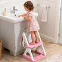 Potty Training Seat with Step Stool Ladder, Toddler Toilet Seat for Boys Girls, Adjustable 6 Heights Fits Round & Elongated Toilets, Anti-Slip Pads & Leak-Proof Guard