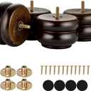3 Inch/ 7CM Round Furniture Legs Replacement Couch Sofa Legs Set of 4 Chunky Bun Feet for Furniture Wood Legs Mid Century Predrilled M8 Bolt