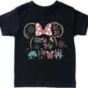 Magical Kingdom Castle for Little Girls Funny Graphic Vacation Trip Short Sleeve Tee (Black)