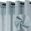 Blue Linen Curtains 108 Inch Length 2 Panels for Living Room Bedroom, Light Filtering Sheer Curtains 108 Inches, Elegant Modern Grommet Semi Sheer Soft Privacy Drapes