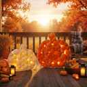 Burbell 2 Set Thanksgiving Large Pumpkin Decoration Marquee Light up Fall Pumpkin Mosaic Balloon Frame 3ft and 2ft Marquee Frame Pre-Cut Cardboard Light for Halloween Thanksgiving Home Indoor Outdoor