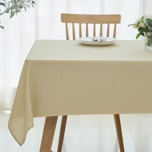 maxmill Linen Textured Rectangular Tablecloth Water Resistant Wrinkle Free Spill-Proof Stain Proof Table Cloth for Dining Room Decoration, Banquet Party Wedding Holiday Dinner, 52 x 84 Inch Beige