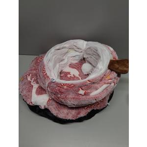 Cat Tunnel Bed Glow-in-The-Dark, Winter Pattern Donut Cat Tunnel for Indoor Cats, Foldable Peekaboo Cat Cave Toy with Hanging Balls, Soft Plush Non-Slip