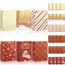 24 Pcs Christmas Gold Foil Gift Bags with Handles, 6 Assorted Xmas Designs, 8.3 x 6 x 3.5'' Holiday Kraft Paper Red and Gold Gift Bags for Christmas New Year Winter Party Favor, Goody Treat Wrapping