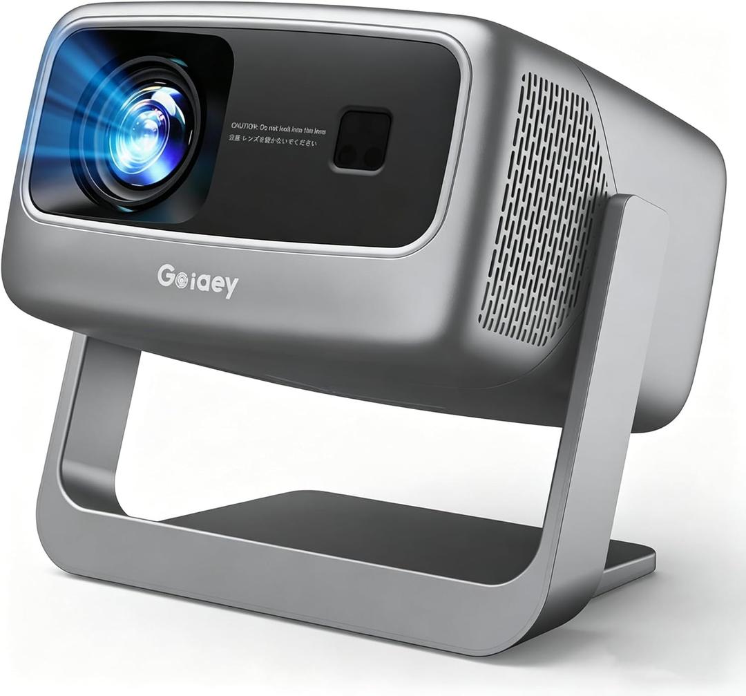 High ANSI/ Official-NetfIix/360°Stand Outdoor Projector with WiFi and Bluetooth, Auto Focus, Auto Keystone 4K Projector Native 1080P Support Smart Proyector
