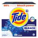 Tide Powder Laundry Detergent with Bleach, Original Scent, 89 Loads, 129 oz