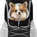 Pawaboo Pet Dog Carrier Backpack, Puppy Dog Travel Front Carrier for Small Medium Dogs Cats, Adjustable Breathable Dog Carrying Backpack with Safety Strips for Hiking, Walking (Black M Up to 10 lbs)