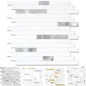 Yipscazo Peel and Stick Backsplash, Stick on Tiles for Backsplash Kitchen (20 Pack, Pure White)