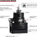 Adjustable EFI Fuel Pressure Regulator Kit 3-70PSI with AN8 Feed Port and AN6 Return Port (black)