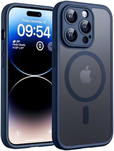 TOCOL Magnetic for iPhone 14 Pro Case, Upgraded Full Camera Protection, Compatible with Magsafe, Drop Protection, Translucent Matte Back Bumper Phone Cover 6.1-Inch (Dark Blue)