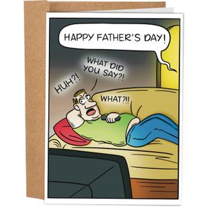 2 x Sleazy Greetings Funny Father's Day Card from Kids Son Daughter - What Did You Say 5x7 Inch Dad Hard of Hearing Happy Father's Day Greeting Card with Matching Envelope