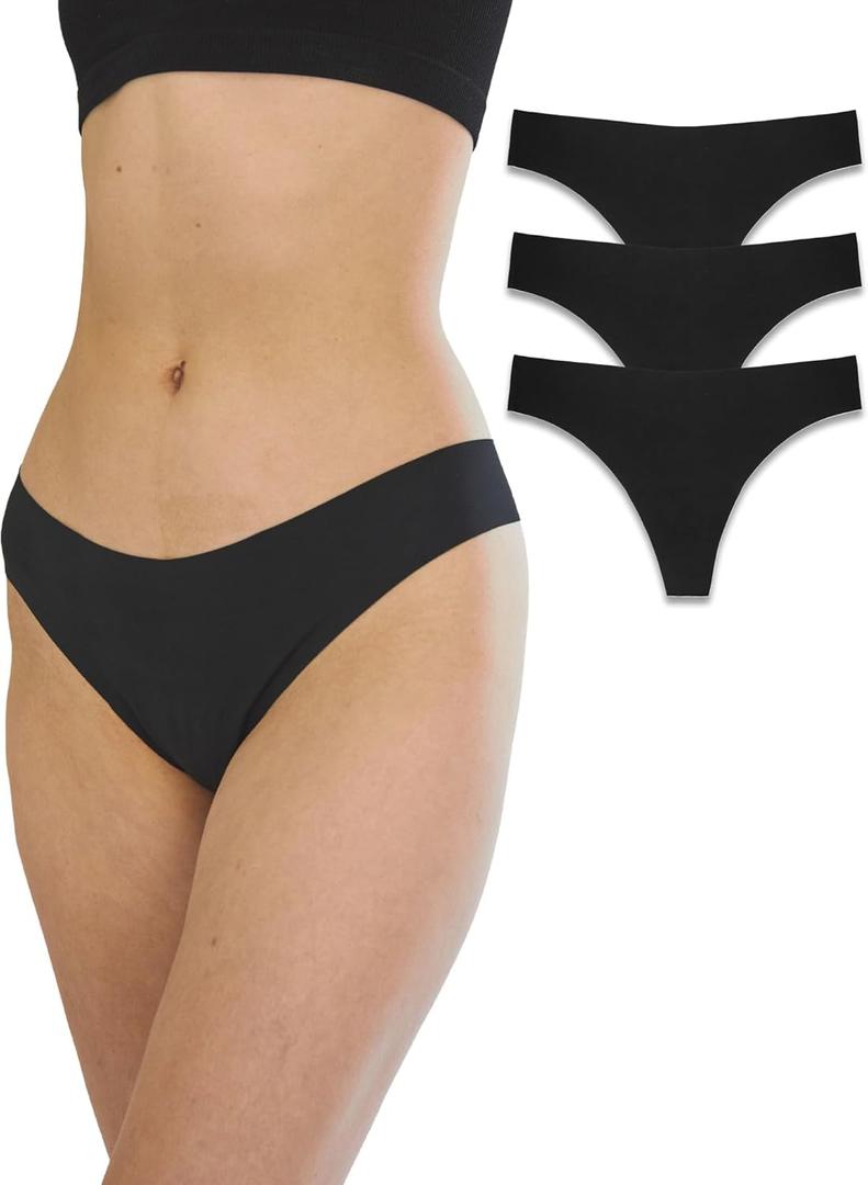 Bonks One Size Fits All Thong for Women, Pre-washed Emergency Panties  Stretchable and Seamless Underwear (Black)