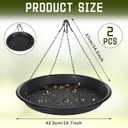 Briwooody 2 Sets 16.7" Bird Seed Catcher Tray Platform Bird Feeder Large Hanging Tray Fits Most Feeders Catches Most Falling Seed and Husk Outdoor Yard Garden Backyard for Attracting Birds, Black