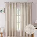 Tollpiz Linen Curtains Living Room Rod Pocket Semi Sheer Curtain Burlap Light Filtering Thick Linen Drapes for Bedroom, 38 x 63 inches Long, Natural, Set of 2 Panels
