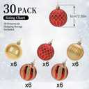 SHareconn 30ct 2.36 Inch Christmas Tree Balls Ornaments, Colored Shatterproof Plastic Decorative Baubles Decorations for Xmas Tree Decor Holiday Party Wedding Decoration (Red & Gold, 60mm)