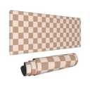 TOXXU Checkered Large Gaming Mouse Pad for Girl with Anti-Slip Base, Checkerboard Extended XL Mousepad, Desk Mat with Stitched Edges for Desk, 31.5 x 11.8 in, Brown