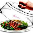 Tall Glass Microwave splatter cover | Sturdy clear 100% food safe BPA free glass lid with easy grip silicone handle | Heavy-duty glass for longer life, Dishwasher safe for easy cleaning - 10.5in