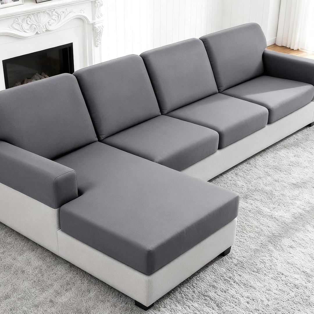 TAOCOCO Couch Cushion Covers Stretch Chair Seat Covers for Armchair Chair, 1 Piece Sofa Seat Covers Soft Washable Furniture Protector(1-Piece for Sofa Seat or Backrest, Light Grey)