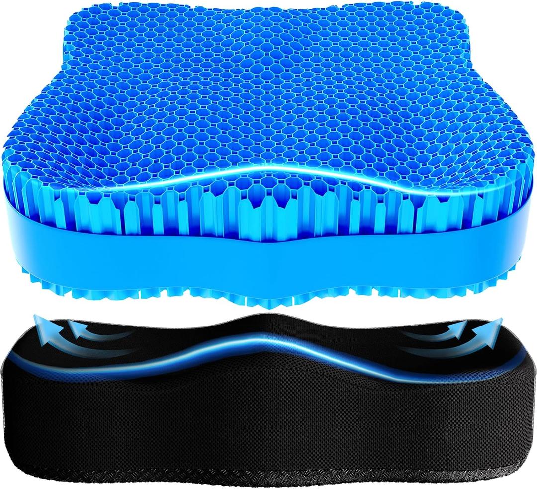 Gel Seat Cushion for Office Chair 3.54in Thick Ergonomic Gel Chair Cushion Seat Pad for Long Sitting Relieve Sciatica Back,Pressure Sore Ulcer Pain,Seat Cushion for Wheelchair Office Chairs Car Seats (X-Large, Blue)