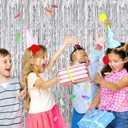 3 Pack Silver Foil Curtain Backdrop 3.2ft x 9.8ft Metallic Tinsel Foil Fringe Curtains Streamer Photo Booth Backdrop for Birthday Party Engagement Bachelorette Party Decorations (Silver)