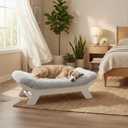 Muihood Wood Elevated Dog Bed Frame and Egg Crate Foam Mattress, Luxurious Suitable for Pets Up to 80 lbs, White, L