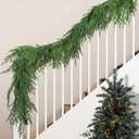 Watayo 2 Pcs Christmas Norfolk Pine Garland, 6 Ft Dense Real Touch Pine Garland Ornament, Realistic Artificial Pines Greenery Garlands for Mantle, Table, Fireplace, Indoor, Outdoor Xmas Decoration