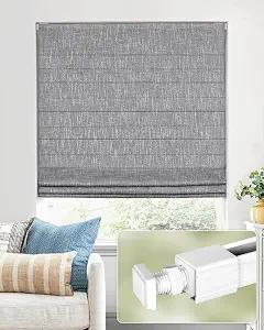 UNISHADES No Drill Cordless Roman Shades, Room Darkening, 38×64 in Charcoal