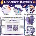 129Pcs Planet Space Science Fair Board Supplies Includes Self Adhesive Science Fair Project Titles Subtitles Presentation Bulletin Border Letter Stickers Scalloped Bulletin Border for Classroom Office
