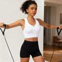 Racerback Padded Sports Bra for Women - Medium Support Zipper Front Workout Bra (L)