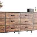 Huuger 86.6 Inch Dresser for Bedroom, TV Stand for 65, 75, 85 Inch TV, 15 Fabric Drawer Long Dresser, Large Entertainment Center for Bedroom, Wide Chest of Drawer with Storage, Rustic Brown, 11.8"D x 86.6"W x 26.8"H
