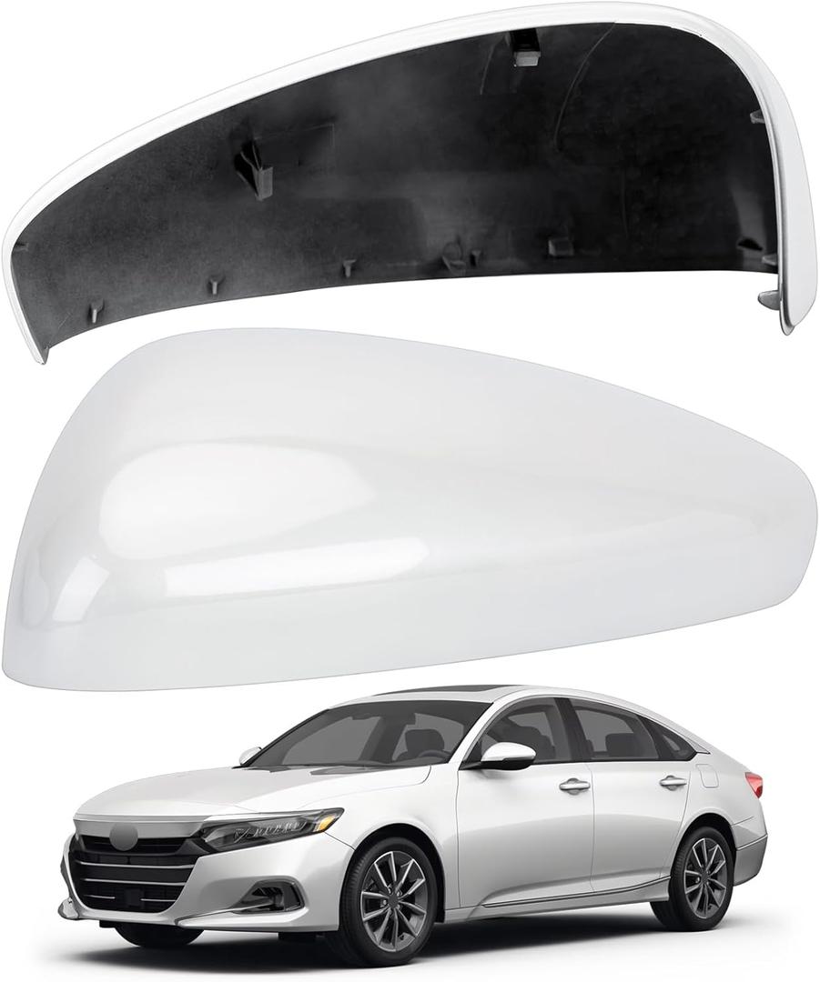 Driver Side Mirror Cover Replacement for Honda Accord 2018 2019 2020 2021 2022 - Left Side Mirror Covers, Rear View Mirror Cap Accessories Without Lamp, Pearl White