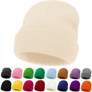 3 x ZOORON Kids Beanie Boys Girls Beanies Children Winter Hats Children Knit Warm Caps Kids Soft Beanie Cap (Beige)