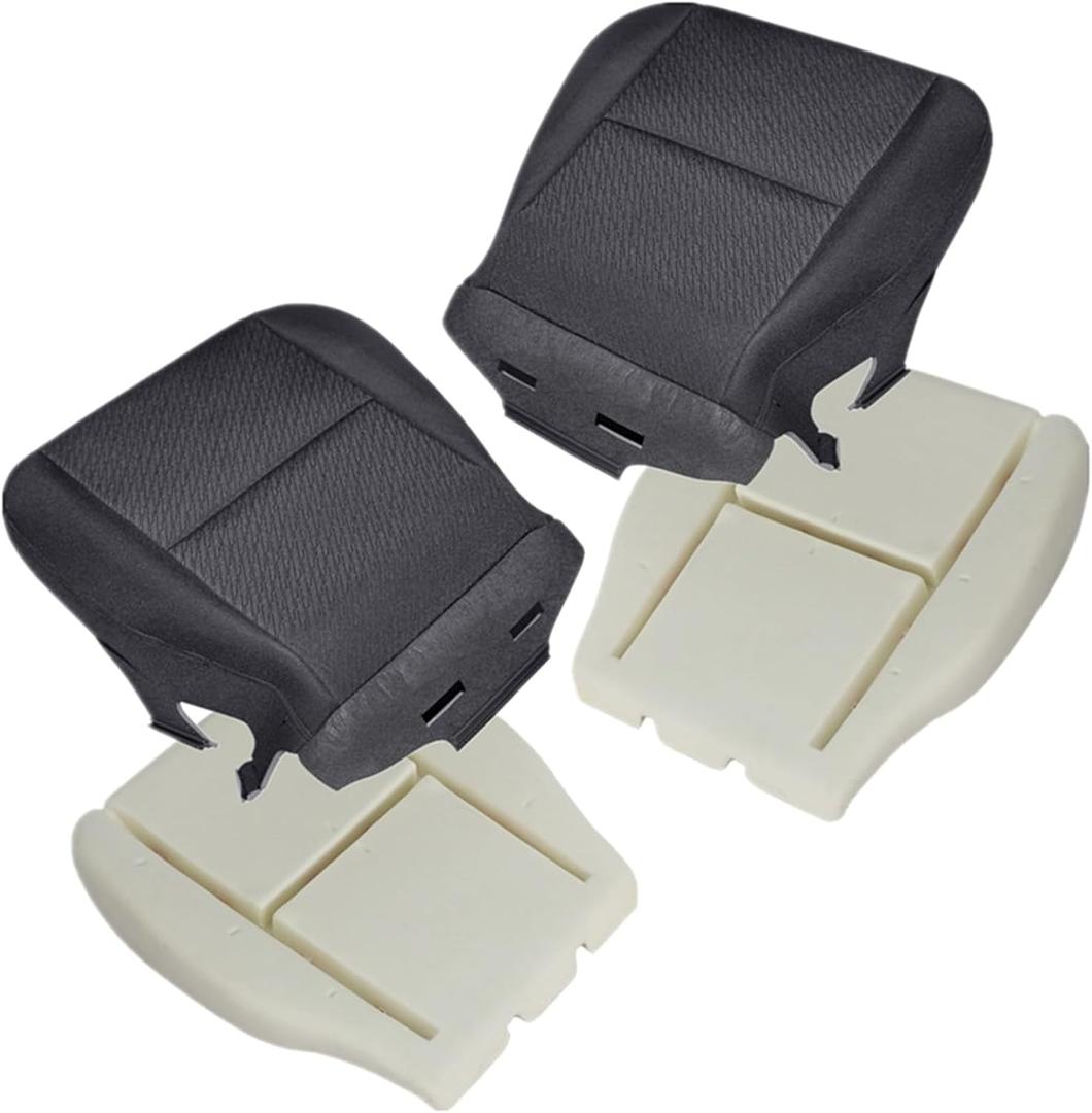 NLQR Black #19C Driver & Passenger Side Bottom Replacement Cloth Seat Covers & Seat Foam Cushions Compatible with Chevy Silverado Tahoe Suburban GMC Sierra Yukon 1500 2500HD 3500HD 2007-2014