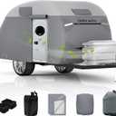 Umbrauto Teardrop Travel Trailer Cover Fits 5'-8' Trailers, 7 Layers Top Heavy Duty Waterproof Camper Cover with Windproof Strap for R-Pod Trailers, Clamshell Trailers
