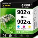 902XL Ink Cartridges Black Color Combo Pack Compatible for HP Printer for HP 902 XL for HP902 4-Pack Series OfficeJet Pro 6960 6950 6958 6970 6962 6975 6954 6951 6956 6961 Black Cyan Magenta Yellow