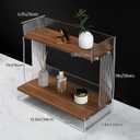 SNAIL GARDEN Acrylic & Wood Coffee Station Organizer with Raised Edges, 2-Tier Coffee Bar Organizer with Sturdy Flat Base, Premium Walnut Finish for Kitchen Countertop Storage