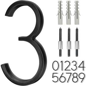 5" Stainless Steel Floating House Number, Metal Modern House Numbers, Garden Door Mailbox Decor Number with Nail Kit, Coated Black, 911 Visibility Signage (3)