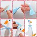 Blueweenly 12 Sets 11.8 Inch Silly Goose Birthday Decor Girl Boy 1st Adopt a Goose Party Favor Gift Plush Stuffed Animal with Mini Party Hat and Ribbon for Christmas Birthday Gift