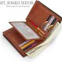 VANNANBA Full Grain Leather Wallet for Men Bifold RFID with Flippable Side Flip 2 ID Window (Yellow Brown)