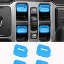 Savadicar Sky Blue Interior Accessories - Window Control Switch Trim Set for 2018-Present Jeep Wrangler JL JLU 4XE & Gladiator JT - Solid Color Interior Decor Upgrade Option, 4-Piece