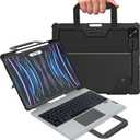 Nillkin iPad Air 13 inch (M2/M3) Case Keyboard with Carry Handle, iPad Pro 12.9 Case with Keyboard (6th/5th/4th/3rd Gen), Pencil Holder, 7 Colors Backlit Keyboard, Magic Trackpad, Camera Cover, Black