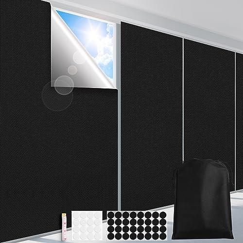 FADOTY 100% Blackout Curtains for Bedroom, 58" x 77" Portable Blackout Window Cover Film, No Drilling Travel Black Out Curtains, Sun Light Blocker Black Out Shades Blinds for Nursery Media Dorm Room
