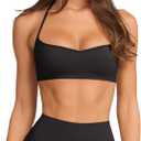 LASLULU Womens Adjustable Spaghetti Straps Sports Bra Sweetheart Neck Wireless Padded Workout Yoga Crop Tops (Large, Black)