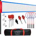 Zdgao Badminton Sets for Backyard, Portable Badminton Net with Tension Adjuster, Badminton Racket Set of 4, 3 Nylon Shuttlecocks, Boundary Line and Carry Bag for Backyard Beach Family Games, 20 feet x 30"
