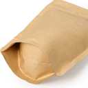 Natural Kraft Paper Stand Up Ziplock Coffee Bags High Barrier with OneWay Valve & Resealable Zipper, 12 oz (0.75 lb / 300-340 g), Pack of 100