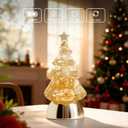 Christmas Snow Globe, Water Glitters LED Lighted Snow Globes Christmas Tree Tabletop Decor - Yellow