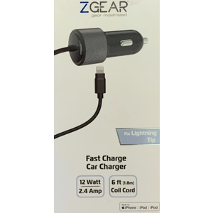 ZGEAR Fast Charge Car Charger For Apple Devices 12W 6 Feet