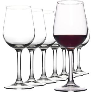 Fully Tempered Wine Glasses, Shock Resistant Wine Glass Set for Red or White Wine, Dishwasher Safe Stem Glasses for Restaurants, Bars, Home (Set of 8, 15.5 oz)