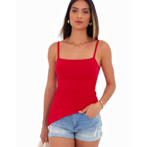 2pcs PRETTYGARDEN Women's Summer Spaghetti Strap Tank Tops Sleeveless Camisole Blouses Asymmetrical Going Out Basic Tank Shirt, Size XXL, Red